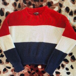 J.O.A. Red, White, and Blue Colorblock Sweater
